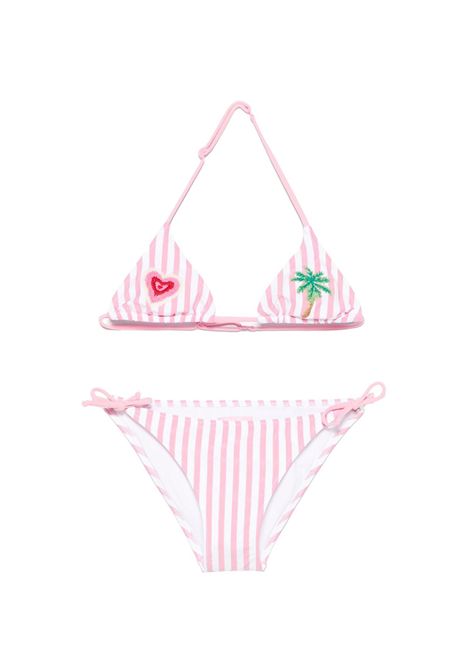 Costume bambina Holly MC2 Saint Barth 04202H Bianco righe rosa lycra triangolo lacci MC2 SAINT BARTH | Costumi | HOLLY04202H21